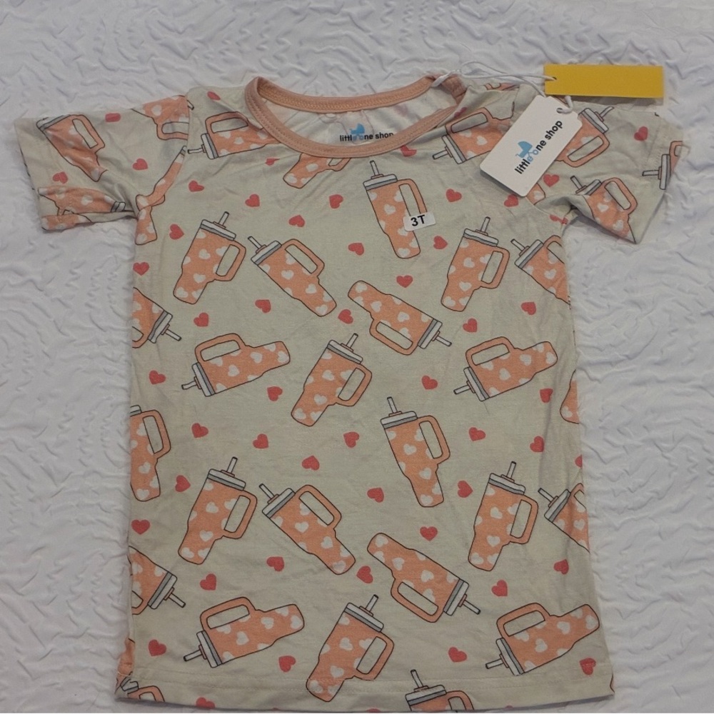Milkbarn Kids Cream and Orange Short Sleeve Tee